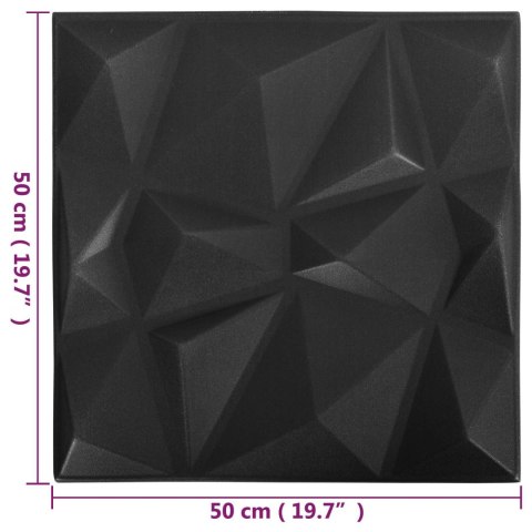 VidaXL Panele ścienne 12 pcs Origami czarne 50 x 50 cm Pianka XPS
