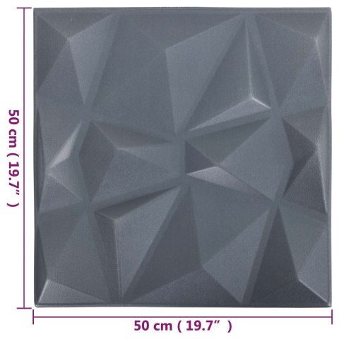 VidaXL Panele ścienne 12 pcs Origami szare 50 x 50 cm Pianka XPS
