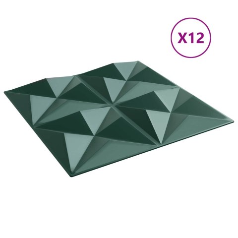 VidaXL Panele ścienne 12 pcs Zielone origami 50 x 50 cm Pianka XPS