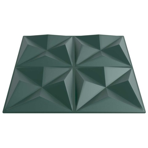 VidaXL Panele ścienne 12 pcs Zielone origami 50 x 50 cm Pianka XPS