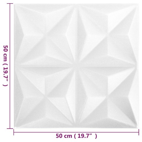 VidaXL Panele ścienne 24 pcs Białe origami 50 x 50 cm Pianka XPS