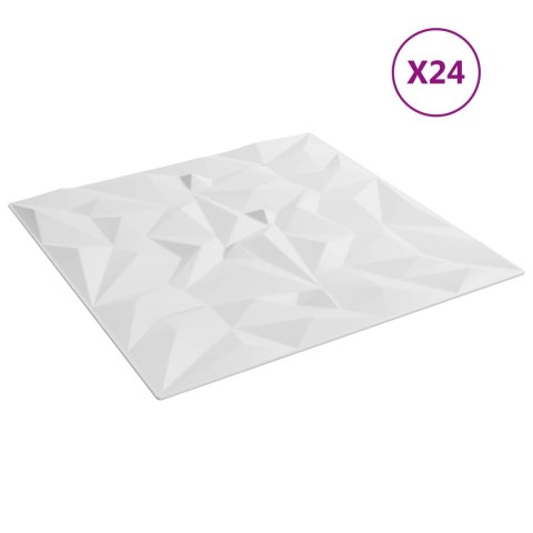 VidaXL Panele ścienne 24 pcs Biały 50 x 50 cm Pianka XPS