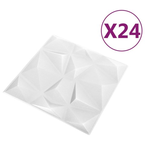 VidaXL Panele ścienne 24 pcs Biały diamentowy 50 x 50 cm Pianka XPS
