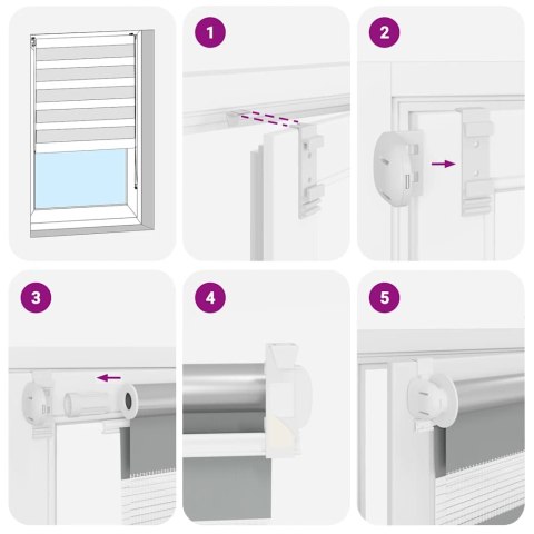 VidaXL Roleta Zebra 60,9x120 cm Szerokość tkaniny 56,7 cm szara