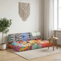 VidaXL Sofa z poduszek na paletę, tkanina, wielokolorowy patchwork