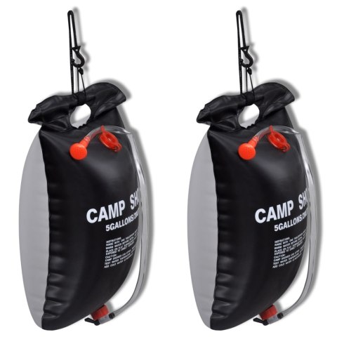 VidaXL Kempingowe prysznice solarne, 2 szt., 20 L