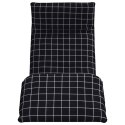 VidaXL Leżak składany czarny wzór w kratkę 175x54x8,5cm tkanina Oxford