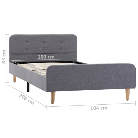 VidaXL Rama łóżka, jasnoszara, tapicerowana tkaniną, 100 x 200 cm