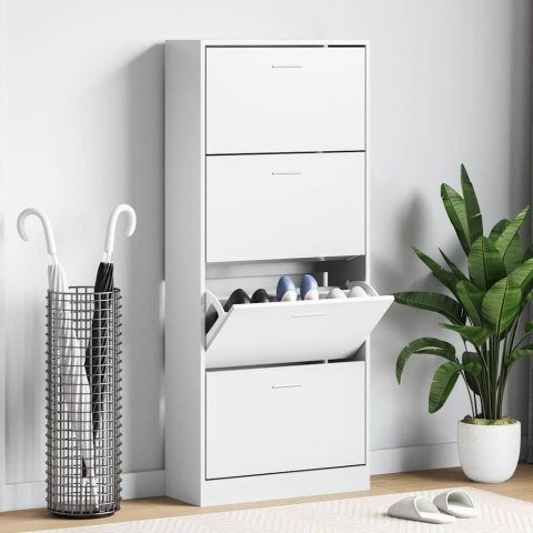 VidaXL Szafka na buty, biały, 63x24x147 cm, materiał drewnopochodny