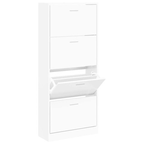 VidaXL Szafka na buty, biały, 63x24x147 cm, materiał drewnopochodny