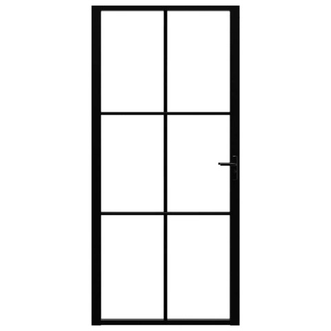 VidaXL Drzwi wewnętrzne, szkło ESG i aluminium, 93x201,5 cm, czarne