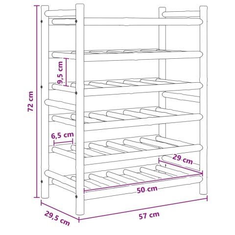 VidaXL Regał na wino Naturalny 57 x 29,5 x 72 cm Bambus