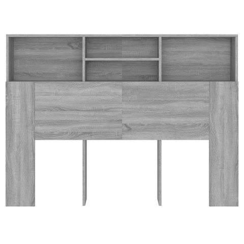 VidaXL Wezgłowie łóżka z półkami, szary dąb sonoma, 140x19x103,5 cm