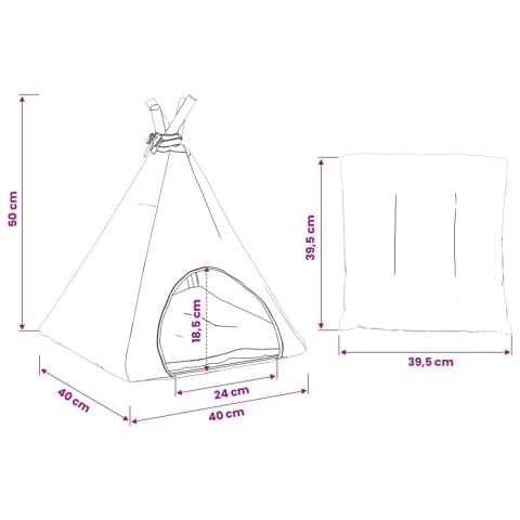 VidaXL Namiot dla zwierząt z poduszką Biały i szary 40 x 40 x 50 cm