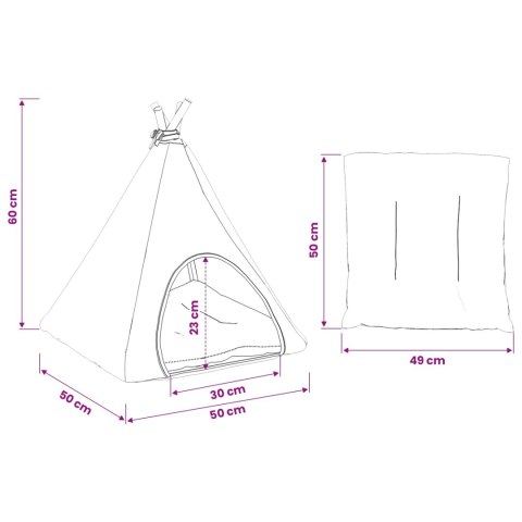 VidaXL Namiot dla zwierząt z poduszką Biały i szary 50 x 50 x 60 cm