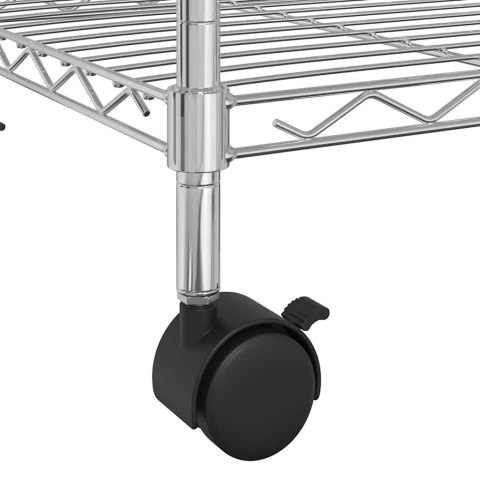 3-POZIOMOWY REGAŁ NA KÓŁKACH 60X35X81CM CHROMOWANY 150KG