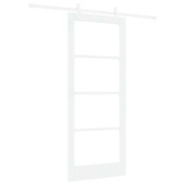 VidaXL Drzwi przesuwne Biały 83 x 202 cm Lite drewno sosnowe i szkło