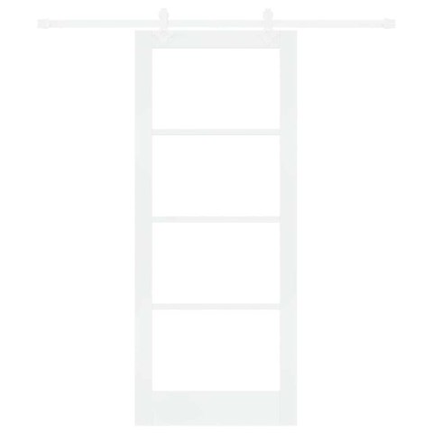 VidaXL Drzwi przesuwne Biały 83 x 202 cm Lite drewno sosnowe i szkło