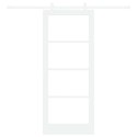 VidaXL Drzwi przesuwne Biały 83 x 202 cm Lite drewno sosnowe i szkło
