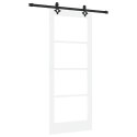 VidaXL Drzwi przesuwne Biały 83 x 202 cm Lite drewno sosnowe i szkło