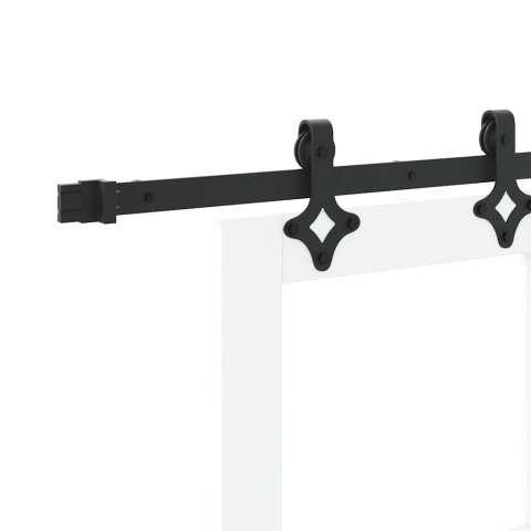 VidaXL Drzwi przesuwne Biały 83 x 202 cm Lite drewno sosnowe i szkło