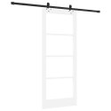 VidaXL Drzwi przesuwne Biały 83 x 202 cm Lite drewno sosnowe i szkło