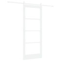 VidaXL Drzwi przesuwne Biały 83 x 202 cm Lite drewno sosnowe i szkło