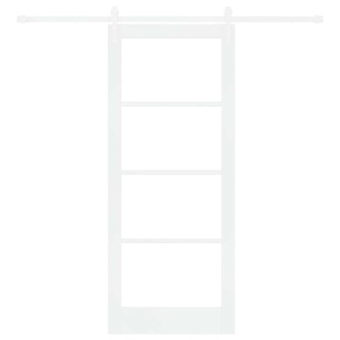 VidaXL Drzwi przesuwne Biały 83 x 202 cm Lite drewno sosnowe i szkło