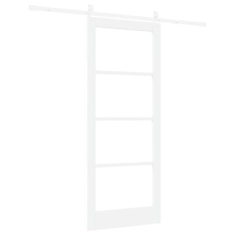 VidaXL Drzwi przesuwne Biały 83 x 202 cm Lite drewno sosnowe i szkło