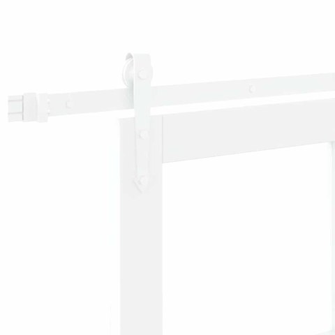 VidaXL Drzwi przesuwne Biały 83 x 202 cm Lite drewno sosnowe i szkło
