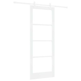 VidaXL Drzwi przesuwne Biały 83 x 211 cm Lite drewno sosnowe i szkło