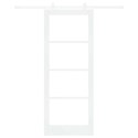 VidaXL Drzwi przesuwne Biały 83 x 211 cm Lite drewno sosnowe i szkło