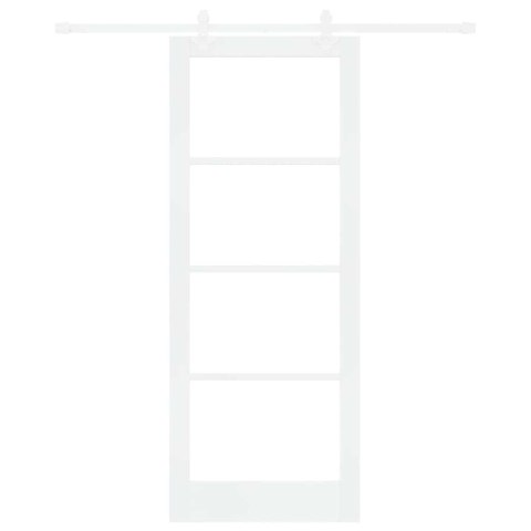 VidaXL Drzwi przesuwne Biały 83 x 211 cm Lite drewno sosnowe i szkło