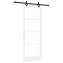 VidaXL Drzwi przesuwne Biały 83 x 211 cm Lite drewno sosnowe i szkło