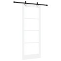 VidaXL Drzwi przesuwne Biały 83 x 211 cm Lite drewno sosnowe i szkło