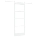 VidaXL Drzwi przesuwne Biały 83 x 211 cm Lite drewno sosnowe i szkło