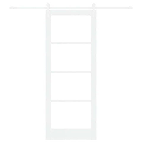 VidaXL Drzwi przesuwne Biały 83 x 211 cm Lite drewno sosnowe i szkło