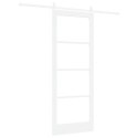 VidaXL Drzwi przesuwne Biały 83 x 211 cm Lite drewno sosnowe i szkło