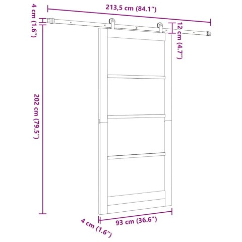 VidaXL Drzwi przesuwne ORKDAL Biały 93 x 202 cm