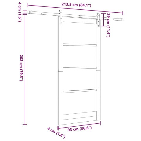 VidaXL Drzwi przesuwne ORKDAL Naturalny 93 x 202 cm