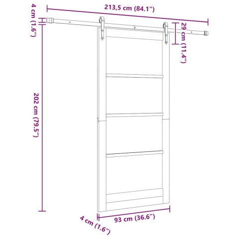 VidaXL Drzwi przesuwne ORKDAL Naturalny 93 x 202 cm
