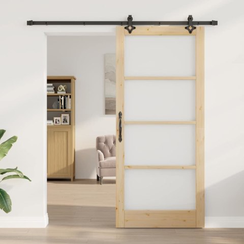 VidaXL Drzwi przesuwne ORKDAL Naturalny i czarny 93 x 211 cm