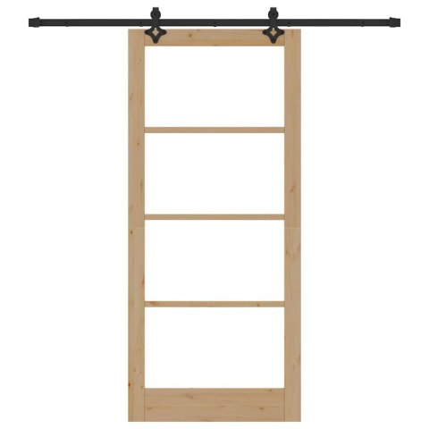 VidaXL Drzwi przesuwne ORKDAL Naturalny i czarny 93 x 211 cm