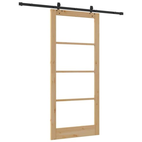 VidaXL Drzwi przesuwne ORKDAL Naturalny i czarny 93 x 211 cm