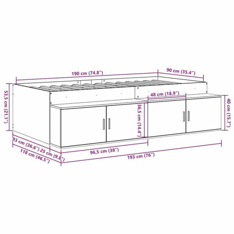 VidaXL Ramka łóżka Biały 90 x 190 cm Materiał drewnopochodny