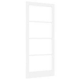 DRZWI WEWNĘTRZNE BIAŁE LITE DREWNO SOSNOWE SZKŁO HARTOWANE 93X211 CM