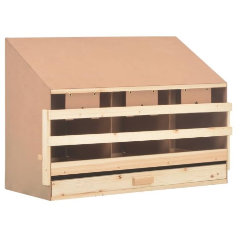 VidaXL Gniazdo dla kur, 3 przegrody, 93x40x65 cm, lite drewno sosnowe