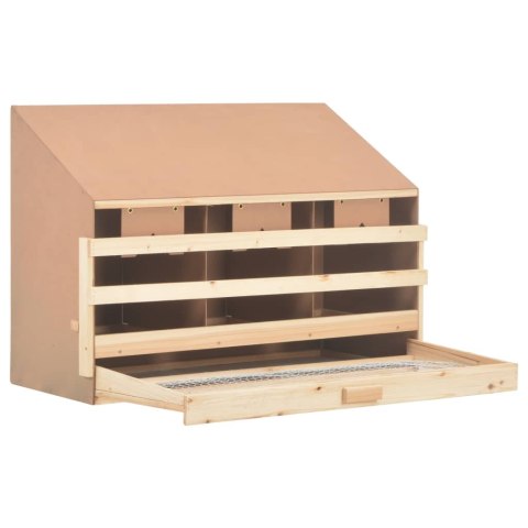 VidaXL Gniazdo dla kur, 3 przegrody, 93x40x65 cm, lite drewno sosnowe