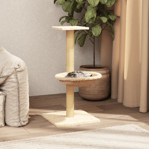 VidaXL Drapak dla kota z sizalowym słupkiem, kremowy, 74 cm