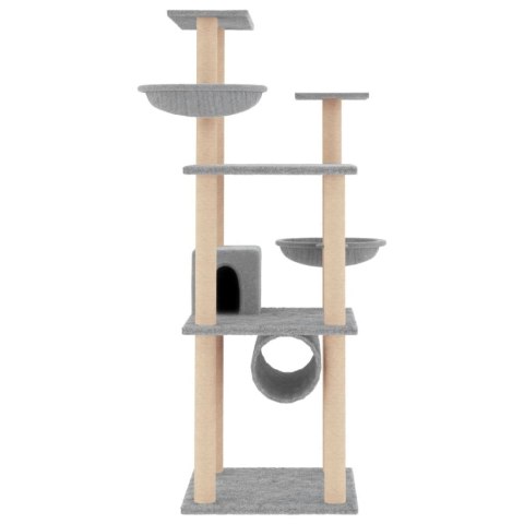 DRAPAK DLA KOTA Z SIZALOWYMI SŁUPKAMI JASNOSZARY 141CM
